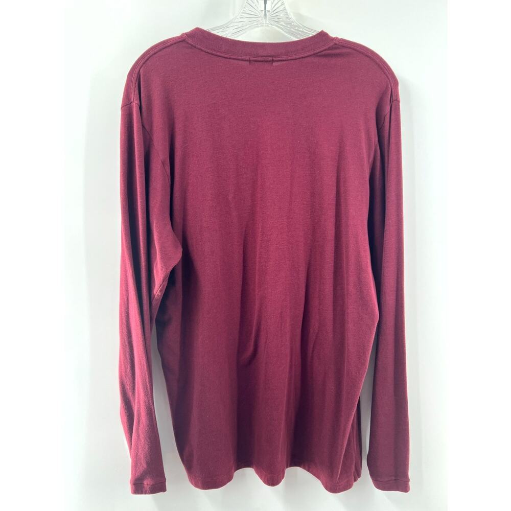 Skims Men's Maroon Stretch Crew Neck Comfort Long Sleeve Tee Shirt Size Medium - Picture 2 of 6
